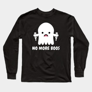 'No More Boos' Funny Ghost Design Long Sleeve T-Shirt